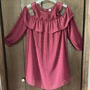 Old Navy Burgundy Relaxed Ruffled Dress